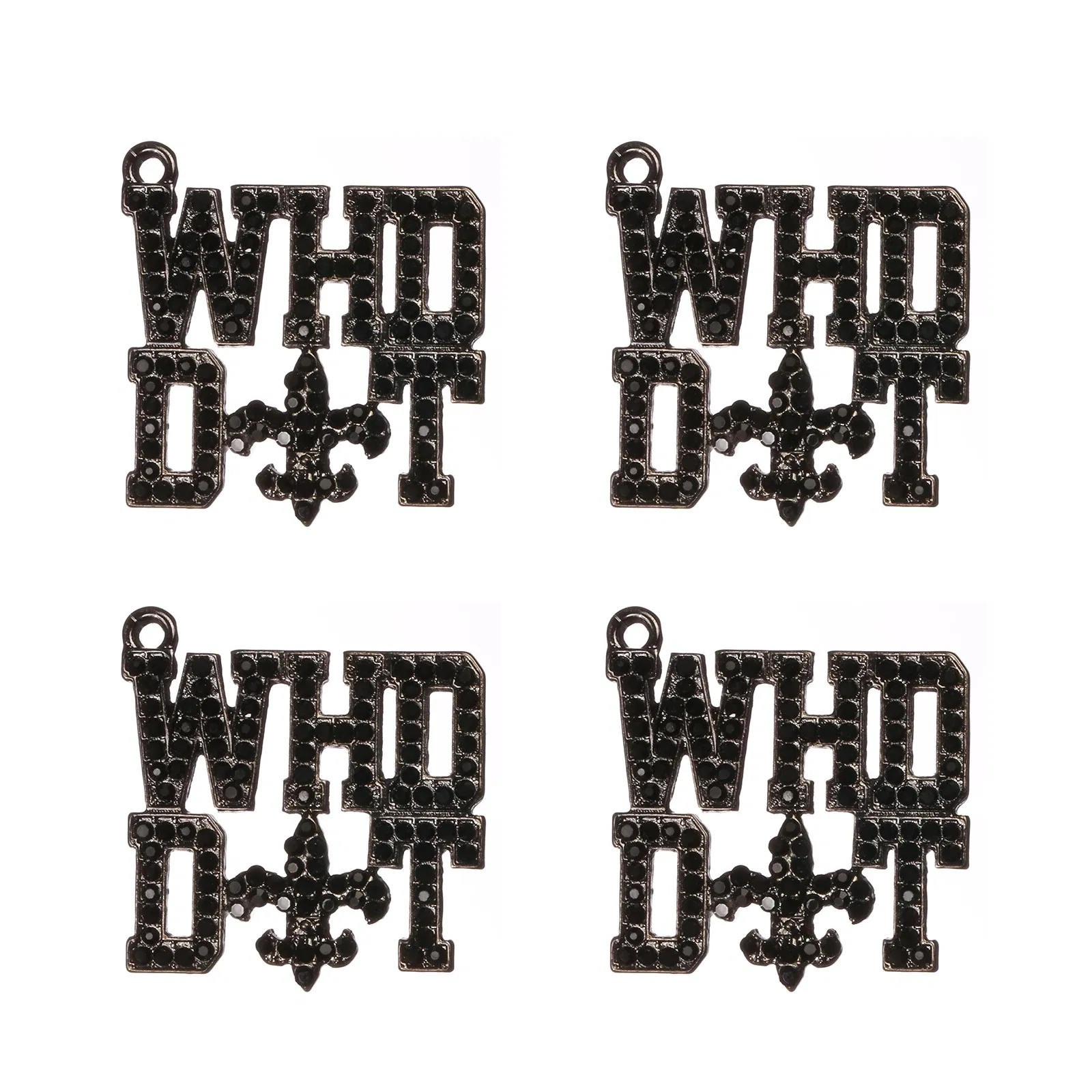 Metal color: ROSE GOLD COLOR, Ships From: CHINA - 10pcs WHO DAT Rhinestone Letter Saint Charms Fit for Bracelet DIY Jewelry Making LTC0353-LTC0356