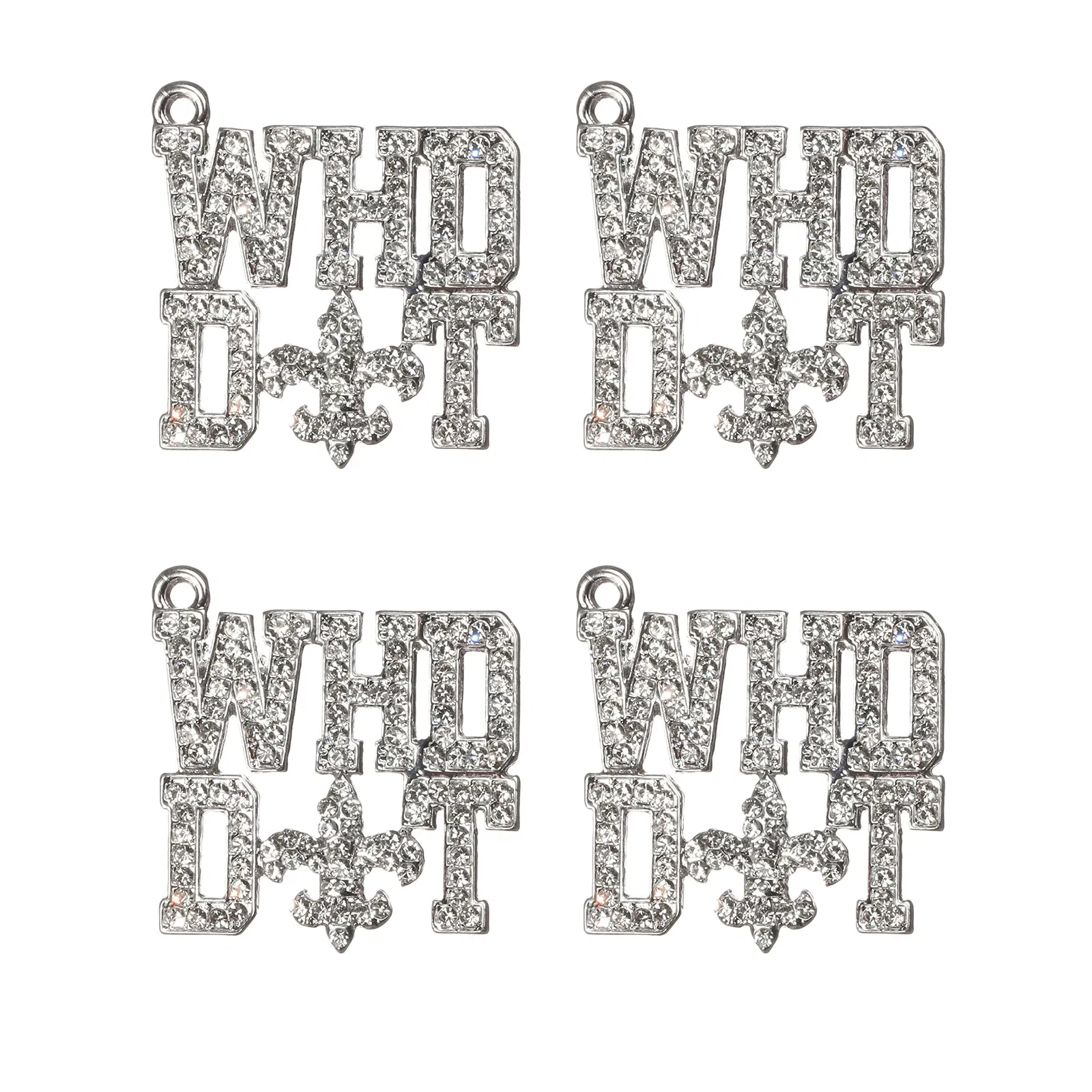 Metal color: ROSE GOLD COLOR, Ships From: CHINA - 10pcs WHO DAT Rhinestone Letter Saint Charms Fit for Bracelet DIY Jewelry Making LTC0353-LTC0356