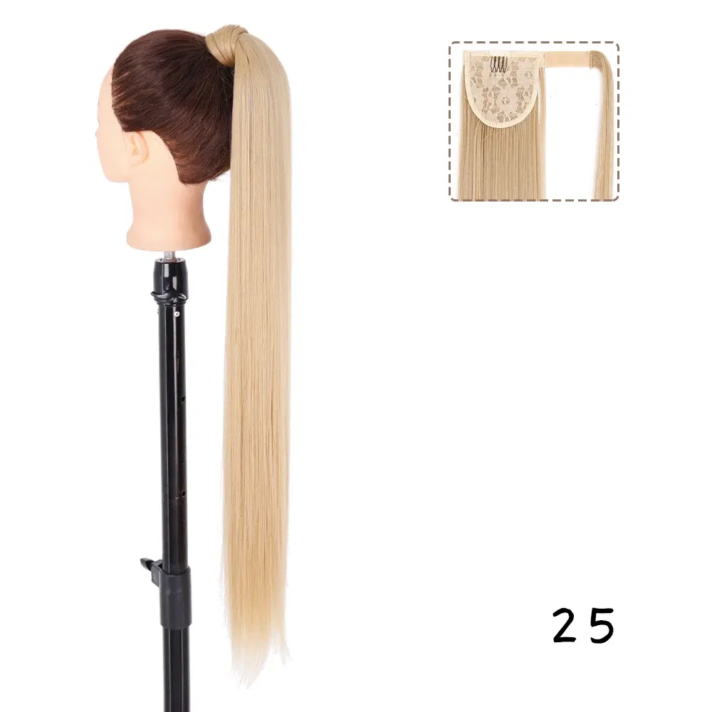 Color: P1B/30, Stretched Length: 34inches - AZQUEEN Straight Synthetic Hairpiece With Ponytail 85cm Super Long Wrap Around Clip In Hair Extensions Pony Tail For Daily Wear