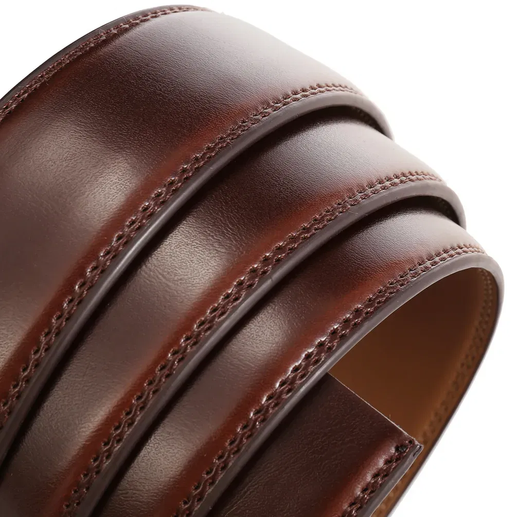 Color: green, Belt Length: 90cm - 90-130cm Brand No Buckle 3.0cm Wide Genuine Leather Automatic Belt Body Strap Without Buckle Belts Men Good Quality No Holes