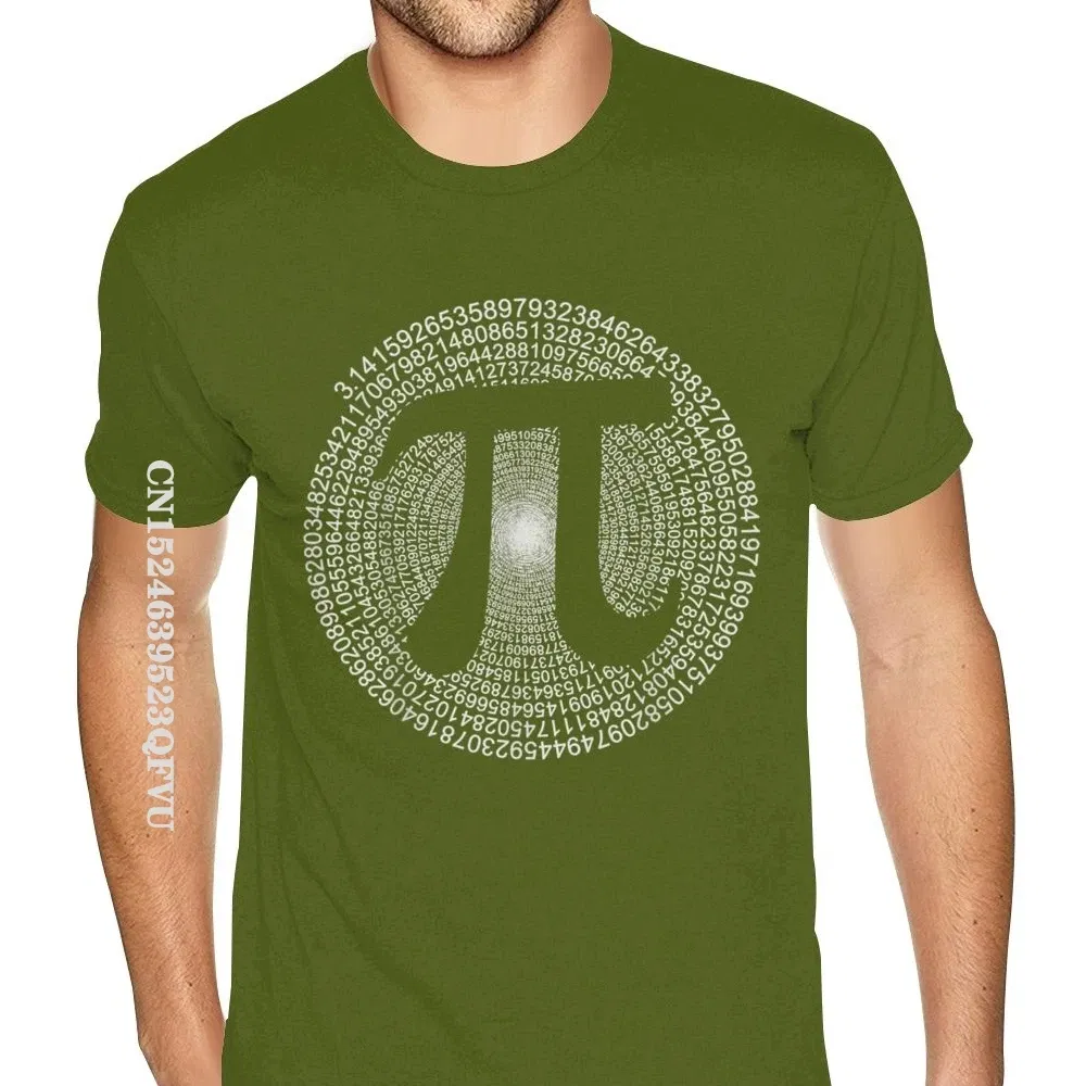 Color: army green, Size: S - Classic Pi T Shirt 3,14 Pi Number Symbol Math Science Gift Tee Shirts For Men Make Your Own Soft Cotton HipHop Print Tee