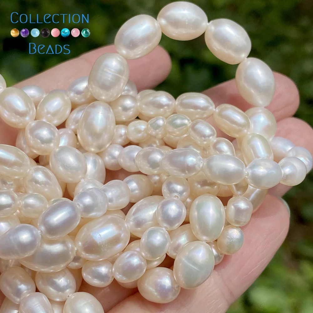 Color: Black, Item Diameter: 9mm - 100% Natural Freshwater Pearl Wholesale A/AA/AAA High Quality Rice Shape Beads For Jewelry Making DIY Bracelets Necklace