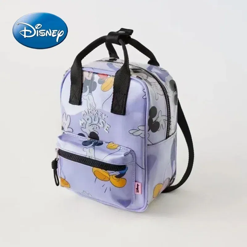 Color: Light Grey - Disney New Mickey Cartoon Fashion Backpack Women's Minnie Canvas School Bag Boys and Girls Fashion Large Capacity Backpack