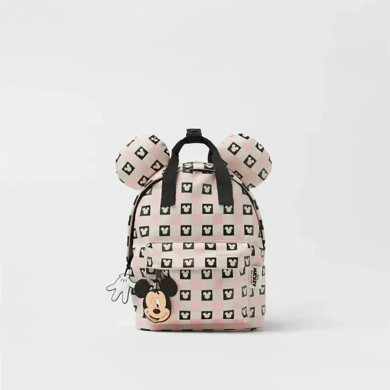 Color: Light Grey - Disney New Mickey Cartoon Fashion Backpack Women's Minnie Canvas School Bag Boys and Girls Fashion Large Capacity Backpack