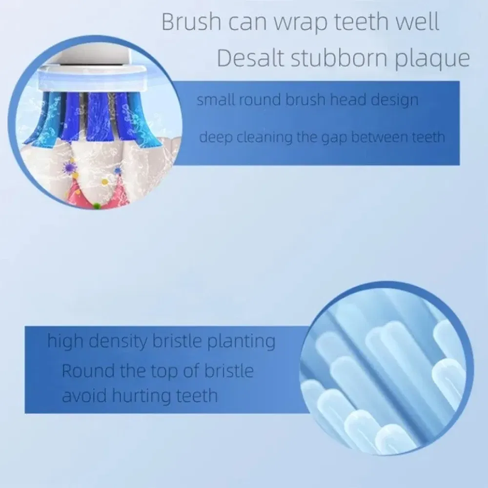 Color: Blue - 4PCS Dupont Bristle Electric Toothbrush Heads Whiten teeth/Daily Clean/Precison Cleaning/Soft Care Teeth Function For Oral B