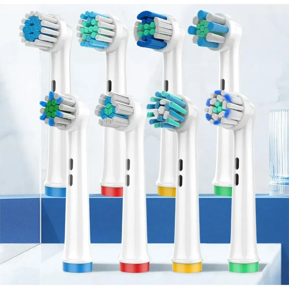 Color: Blue - 4PCS Dupont Bristle Electric Toothbrush Heads Whiten teeth/Daily Clean/Precison Cleaning/Soft Care Teeth Function For Oral B