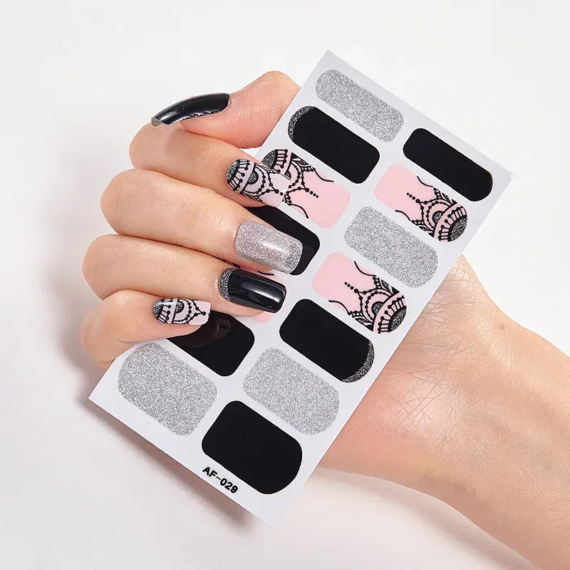 Color: Yellow - Nail Sticker set Self Adhesive Nail Sticker Nail Strips Nailart Sticker Sticker For Nails Foil Nail Art Stickers 2020 Shiny