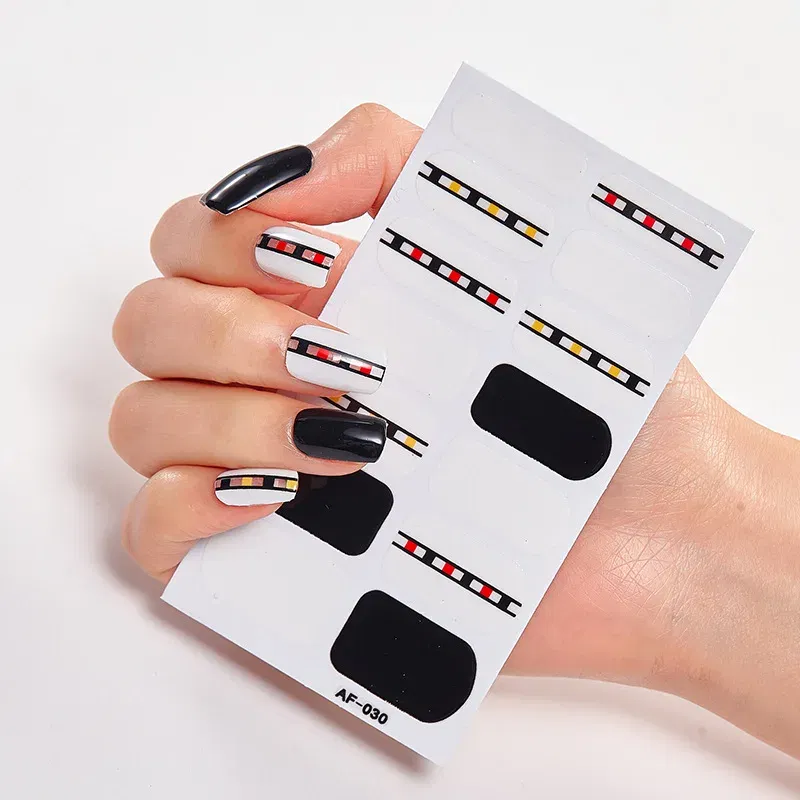 Color: Yellow - Nail Sticker set Self Adhesive Nail Sticker Nail Strips Nailart Sticker Sticker For Nails Foil Nail Art Stickers 2020 Shiny