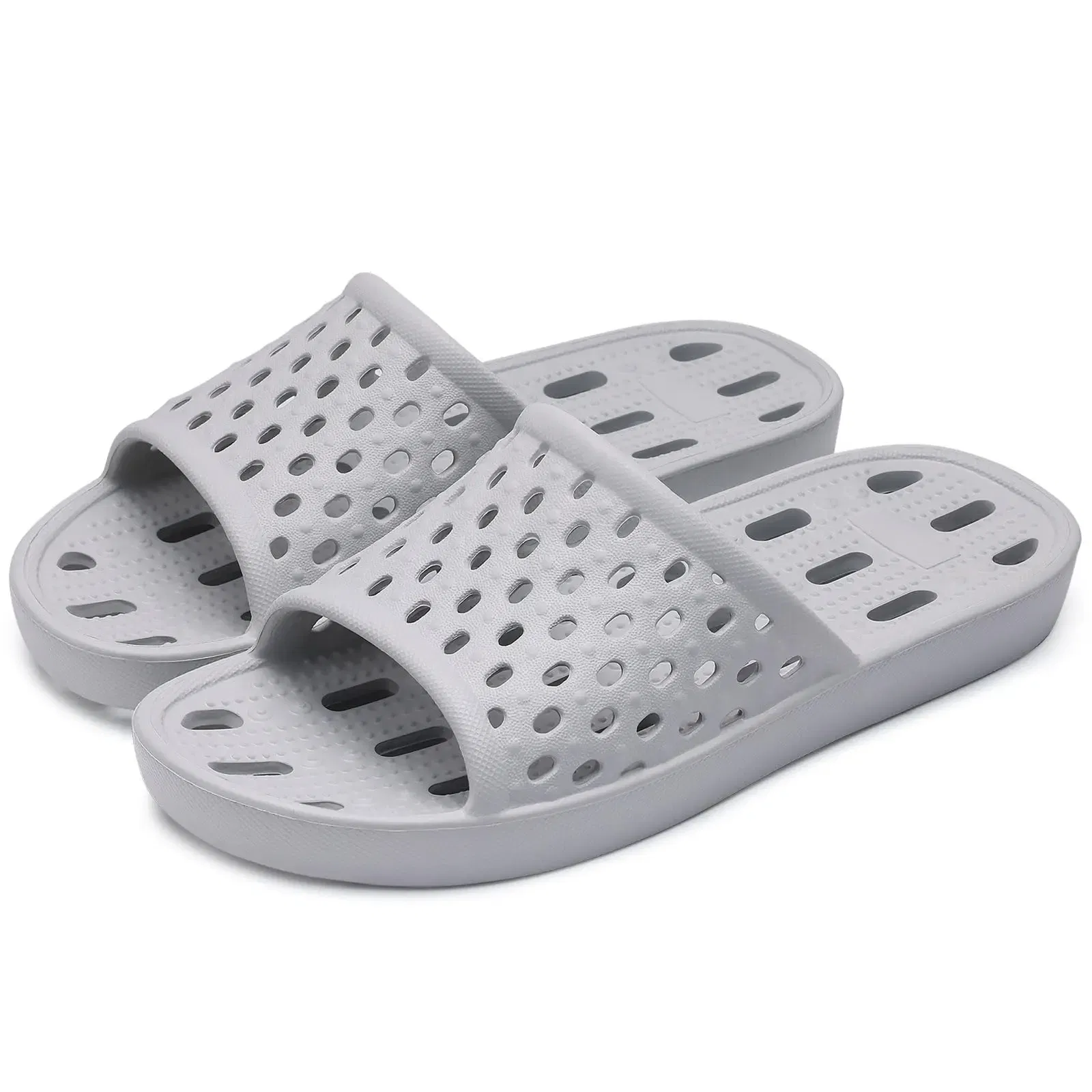 Color: LIGHT BLUE, Shoe Size: 41 - Pallene Summer New Shower Shoes For Women Quick Dry Pool Sandals With Drain Holes Bathroom Slides Lightweight EVA Home Slippers