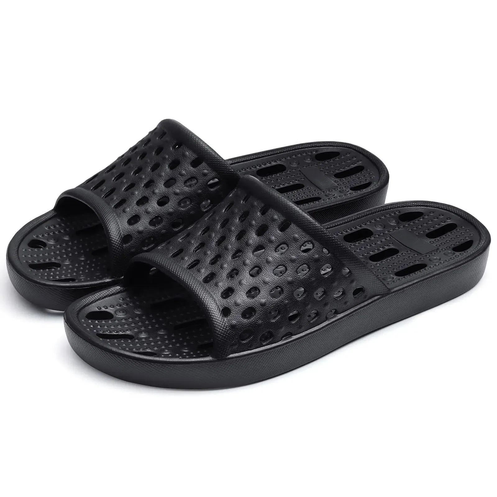 Color: LIGHT BLUE, Shoe Size: 41 - Pallene Summer New Shower Shoes For Women Quick Dry Pool Sandals With Drain Holes Bathroom Slides Lightweight EVA Home Slippers