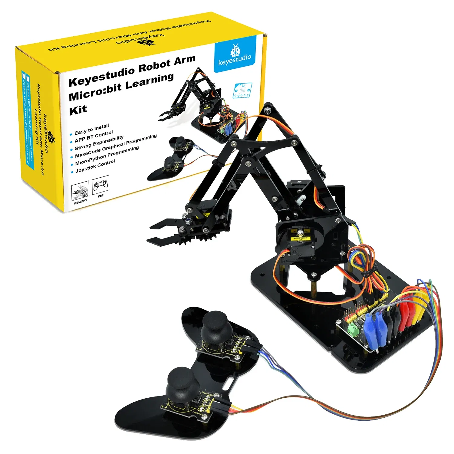 Color: Orange - Keyestudio Robot Arm Microbit Learning Kit With Microbit Board For BBC Micro:Bit Programming Learning Kit