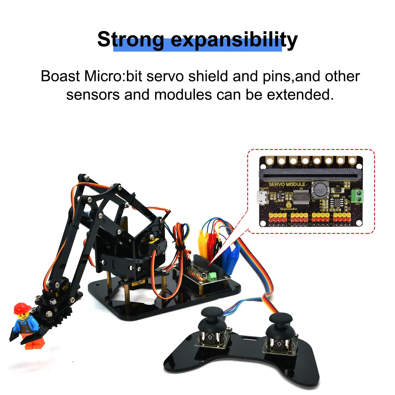 Color: Orange - Keyestudio Robot Arm Microbit Learning Kit With Microbit Board For BBC Micro:Bit Programming Learning Kit