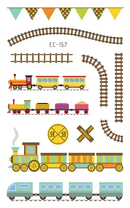 Color: WHITE - 1Sheets Vehicle Temporary Tattoo Small Cars Helicopter Train Steamship Hot Air Balloon Kid  Waterproof  Fake Tattoo Sticker