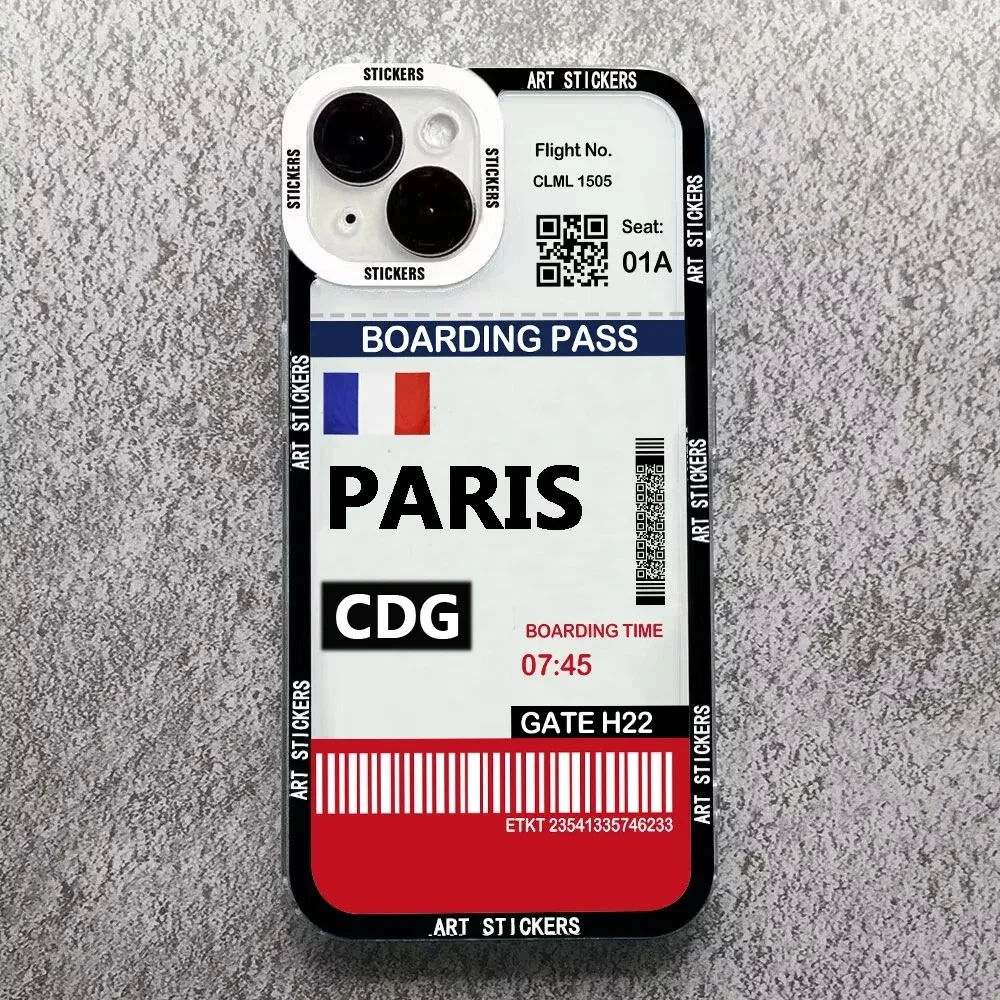 Color: black, Material: ABS - World City Travel Ticket Label Phone Case For Samsung Galaxy S10 S20 S21 S22 S23 S24 FE Plus Ultra Note 20 New York Paris