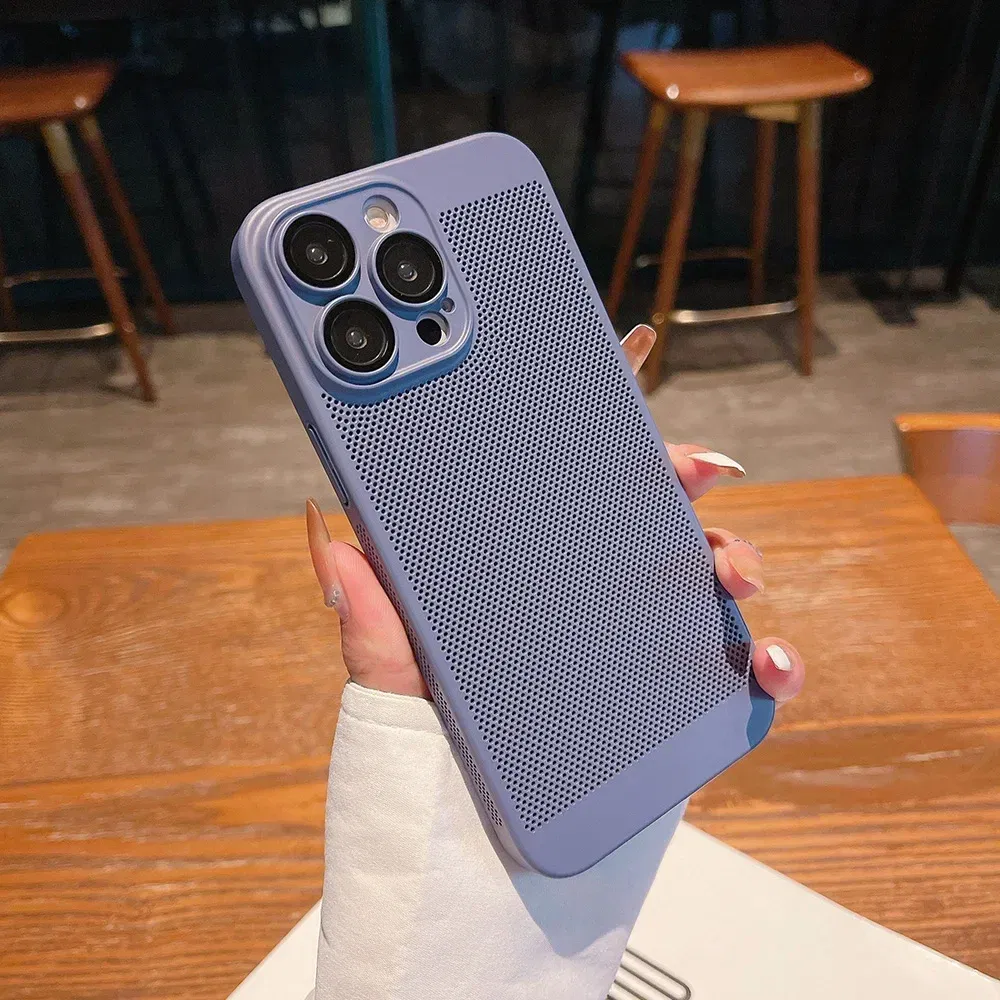 Color: Lavender, Compatible-Phone Models: For iPhone 16 Pro Max, Ships From: CHINA - Breathable Heat Dissipation Cooling Case For iPhone 16 Pro Max 15 14 13 12 11 PC Hard Back Cover