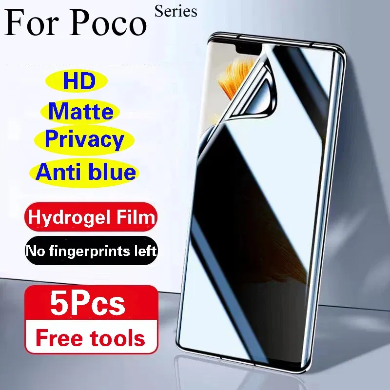 Bundle: 5 Pieces, Material: High Definition, Compatibility by Model: Poco F6 - F7Ultra Privacy Screen Protector For POCO X7 F7Pro Matte Hydrogel Film POCO F6 Pro X6Pro HD Anti Peeping F6 Soft Full Coverage