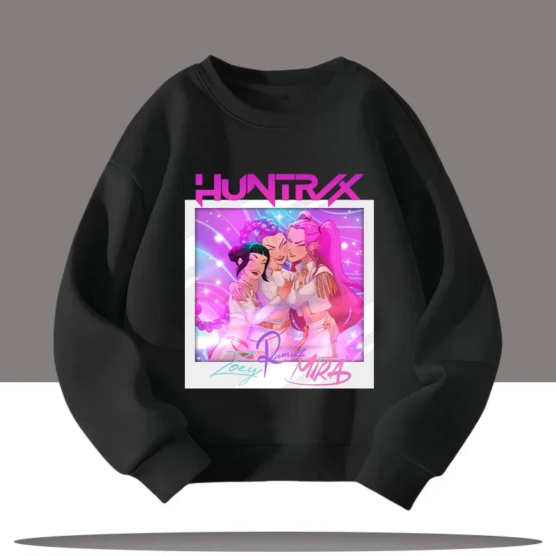 Color: PURPLE, Kid Size: 4 - Children's Clothing K-pop Demon Hunters Cartoon Print 3-12 Year Old New Style Kids Round-neck Sport Shirt Cute Girl Casual Top