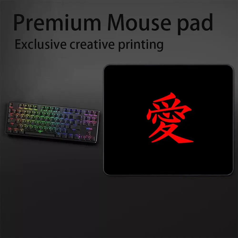 Color: WHITE, Size: XXS - E-Sports Mousepad Premium Locking Edge Mouse Mat Chinese Character "Love" Speed Mouse Pad 450x400MM Ultrafine Surface Desk Mat