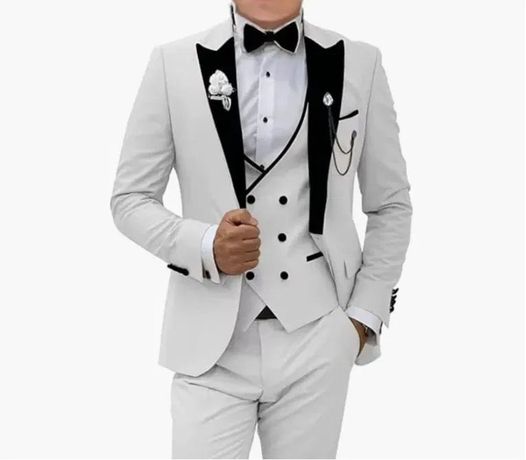 Color: Beige, Size: XS - Pink Prom Suit for Men  3 Piece Jacket Vest Pants Set   Peaked Lapel Blazer   Outfit Costume Birthday Party