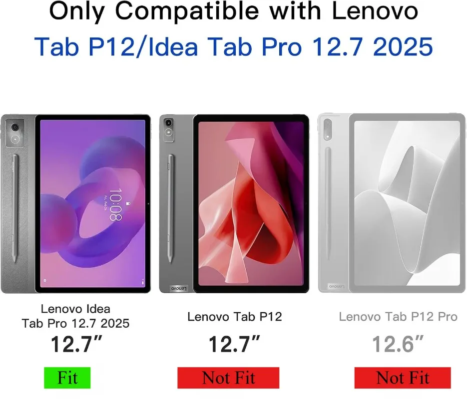 Color: ROSE RED, Size: iPad mini 6 - 360 Degree Rotating Case For Lenovo Xiaoxin Pad Pro 12.7 inch 2025 Tablet Cover Xiaoxin Pad Pro 12.7"TB373FU TB375FC 2025 Funda