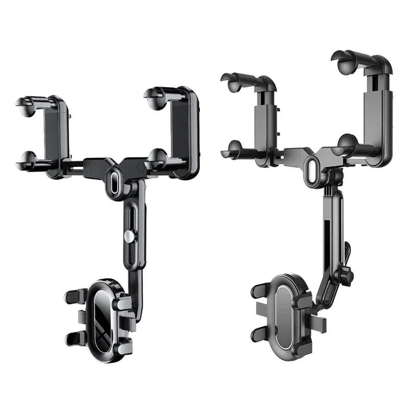 Color: Red - Universal Car Phone Holder Rearview Mirror Phone Holder Adjustable Navigator Bracket 360 Rotatable Retractable For Car Mobile