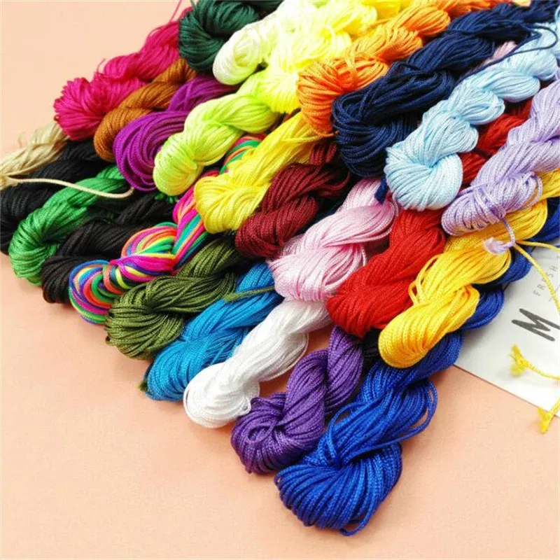 Color: WHITE - 24m Polyester Braided Jade Thread For DIY Handmade Necklace Bracelet Trinket Pendant Braided Accessories Jewelry Making Finding