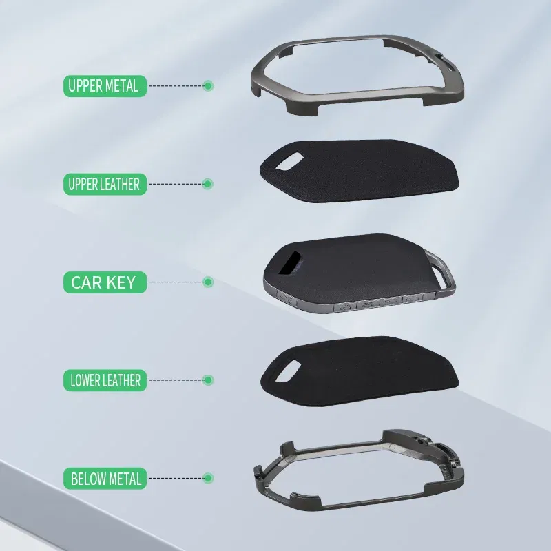 Color Name: WHITE - 5/6/7/8/9 Buttons Leather Zinc Alloy Car Key Case Cover Protective Shell Fob for Kia Ka4 Car Keychain Interior Accessories