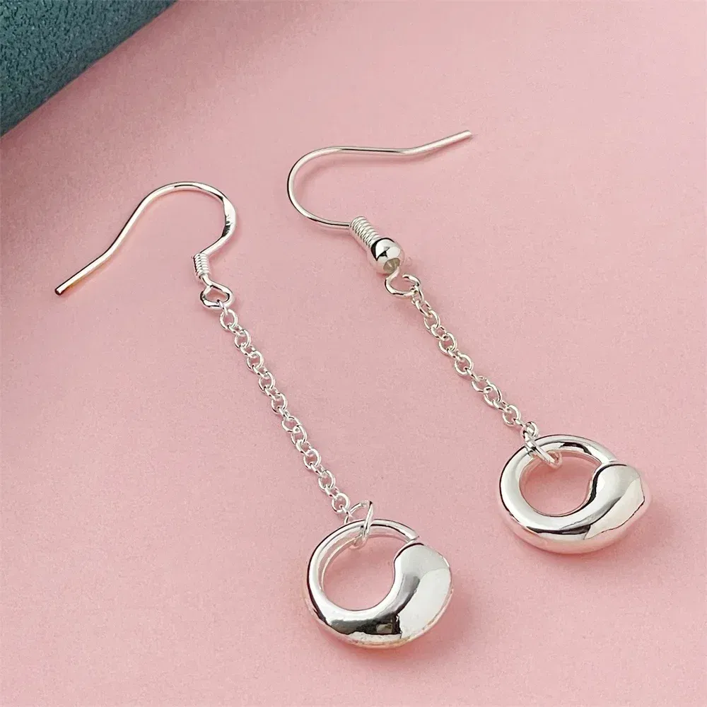 Gem Color: Pale pinkish gray - 925 Silver Heart Shape Earrings Women Exquisite Student Jewelry Accessories
