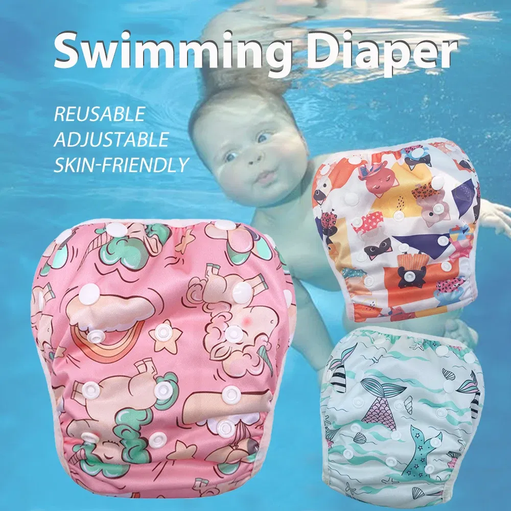 Size: M, Color: WHITE - 1pc Baby Swim Diapers Reuseable Washable Adjustable for Swimming Lesson Baby Shower Gifts Large Size Baby Boy Girl Swim Nappy