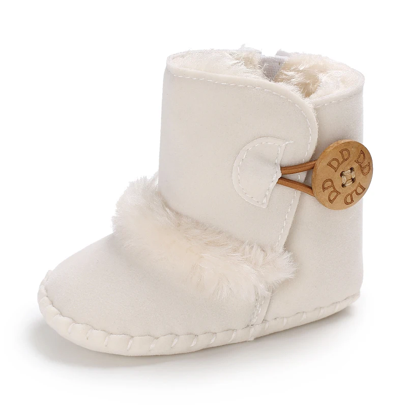 Color: Orange, Baby Age: 13-18 Months - 2022 Baby Autumn Winter Boots Baby Girl Boys Winter Warm Shoes Solid Fashion Toddler Fuzzy Balls First Walkers Kid Shoes 0-18M
