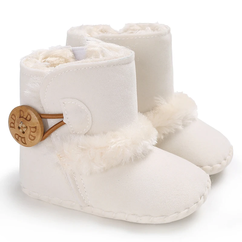 Color: Orange, Baby Age: 13-18 Months - 2022 Baby Autumn Winter Boots Baby Girl Boys Winter Warm Shoes Solid Fashion Toddler Fuzzy Balls First Walkers Kid Shoes 0-18M