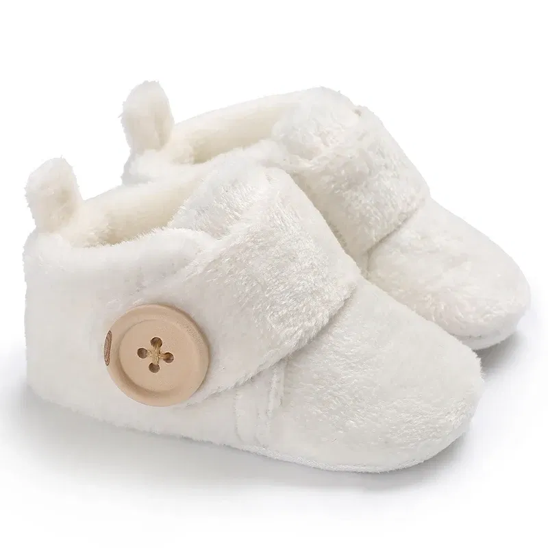 Color: Orange, Baby Age: 13-18 Months - 2022 Baby Autumn Winter Boots Baby Girl Boys Winter Warm Shoes Solid Fashion Toddler Fuzzy Balls First Walkers Kid Shoes 0-18M