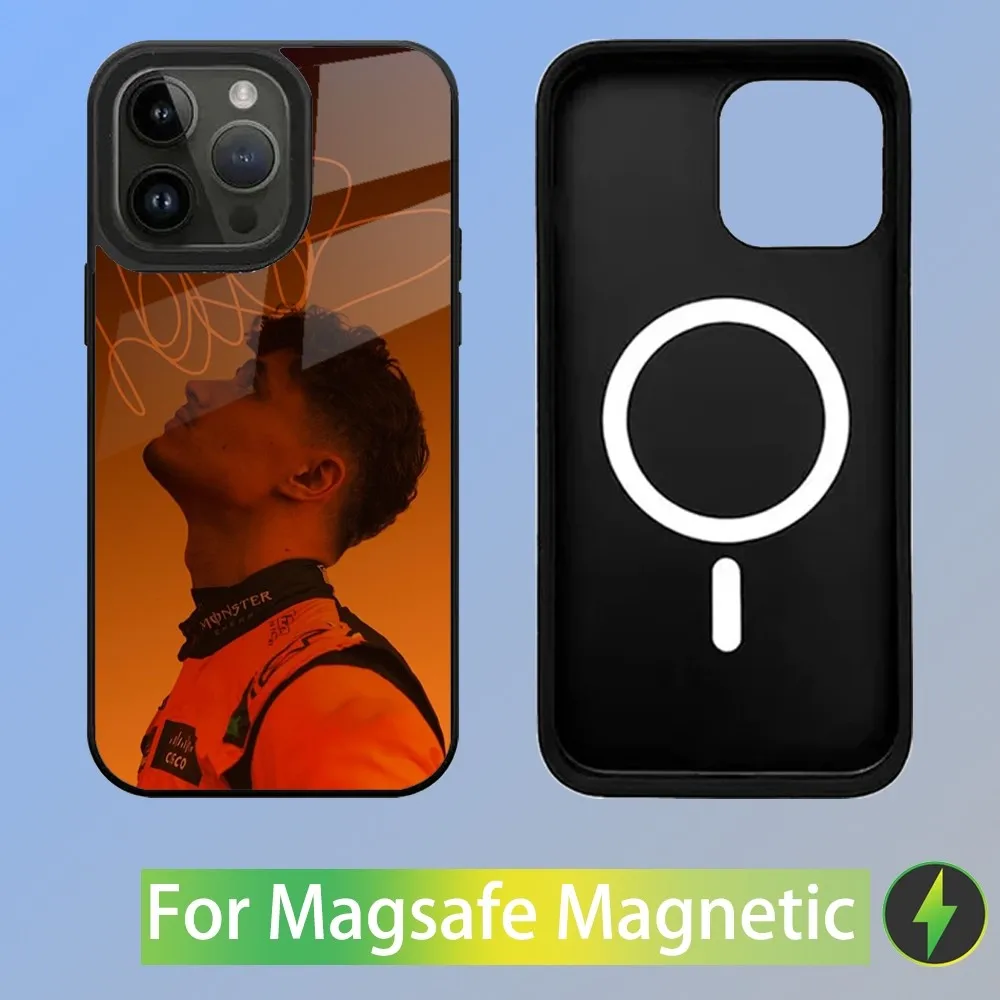 Color: SKY BLUE, Material: Nylon - F1 Formula 1 L-Lando Norris Phone Case For iPhone 16,15,14,13,12,11,Plus,Pro,Max Mini Magsafe Magnetic Wireless Charging