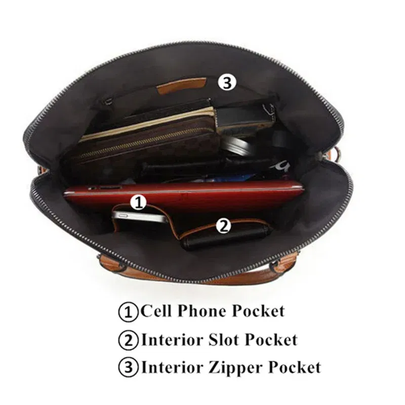 Color: Dark Grey - Oyixinger New 100% Genuine Leather Briefcase For Woman 14 inch Laptop Bag Women's Handbags Office Ladies Shoulder Messenger Bags