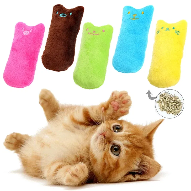 Color: GRAY, Ships From: CHINA - 2022 Catnip Toys Funny Interactive Plush Teeth Grinding Cat Toy Kitten Chewing Toy Claws Thumb Bite Cat Mint Pets Accessories