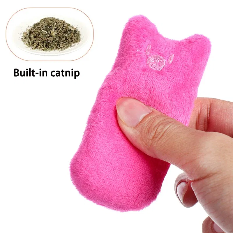 Color: GRAY, Ships From: CHINA - 2022 Catnip Toys Funny Interactive Plush Teeth Grinding Cat Toy Kitten Chewing Toy Claws Thumb Bite Cat Mint Pets Accessories