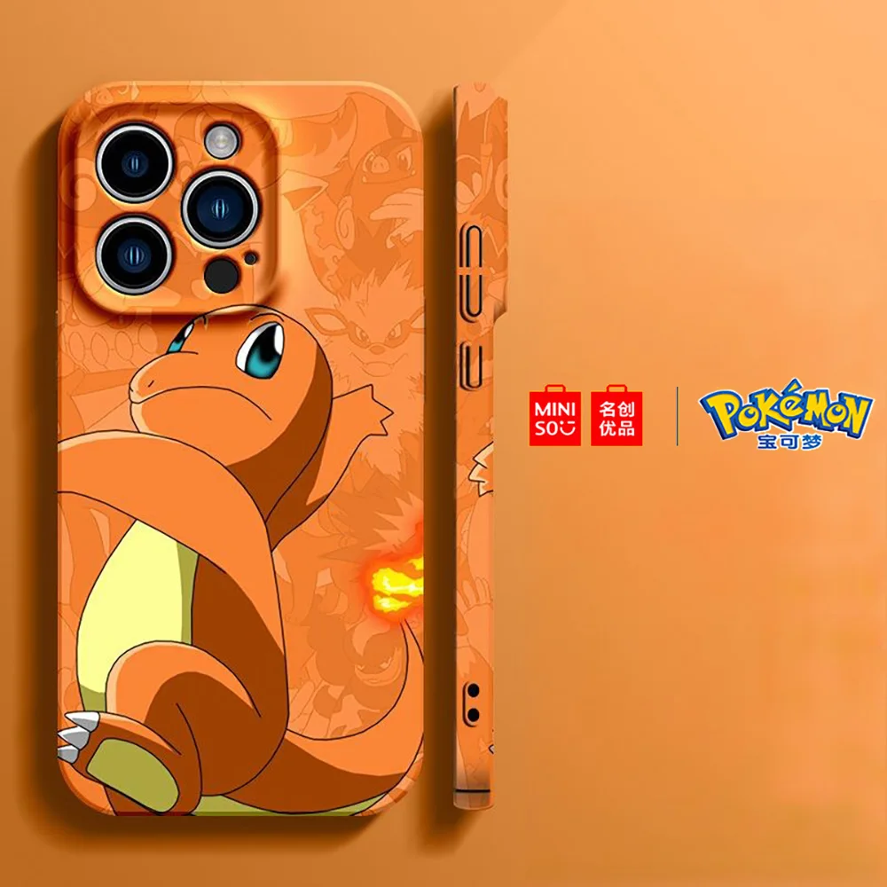 Color: Brown, Material: PC + TPU - Miniso Pokemon Collaboration Pikachu Gengar Phone Case For iPhone 15 14 13 11 12 16 Pro Max Plus X XR Girl Silicone Phone Case