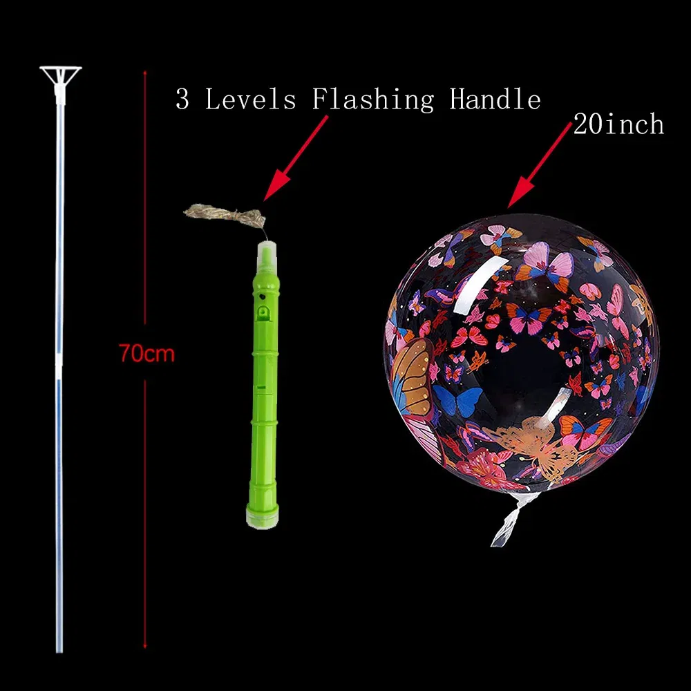 Color: Camouflage, Ballon Size: 10inch, Shape: Cow - 1/5/10/20/30pcs LED Light Up BoBo Balloons Colorful 3 Levels Flashing Handle 20 Inches Bubble Balloon 70cm Stick