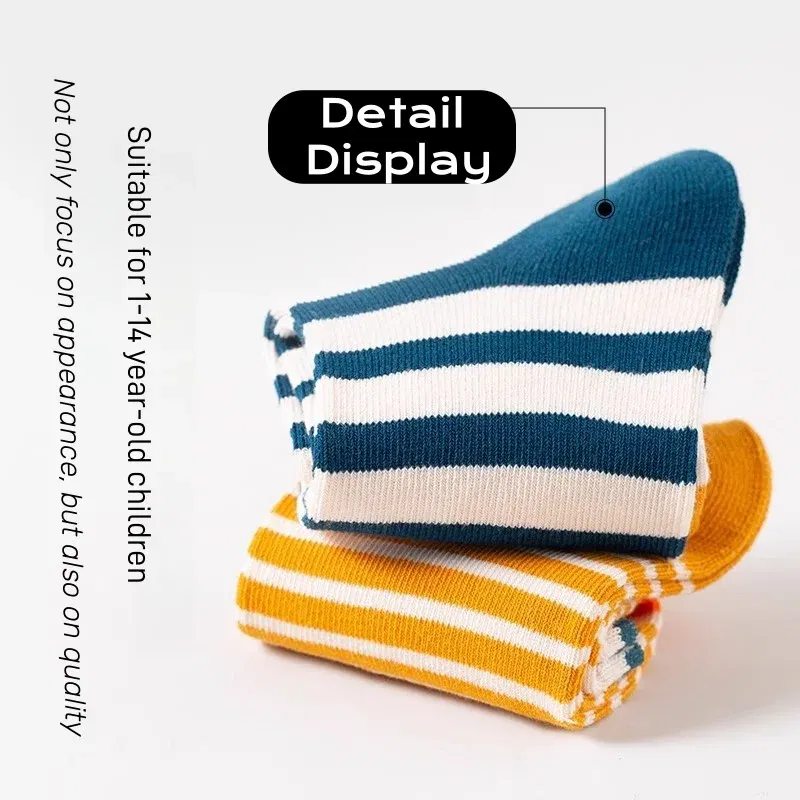 Color: Blue, Size: 10-12T - 5 Pairs Children's Socks Autumn Calf Cotton Socks Kids Boys Cartoon Bear Socks Spring Autumn Sock