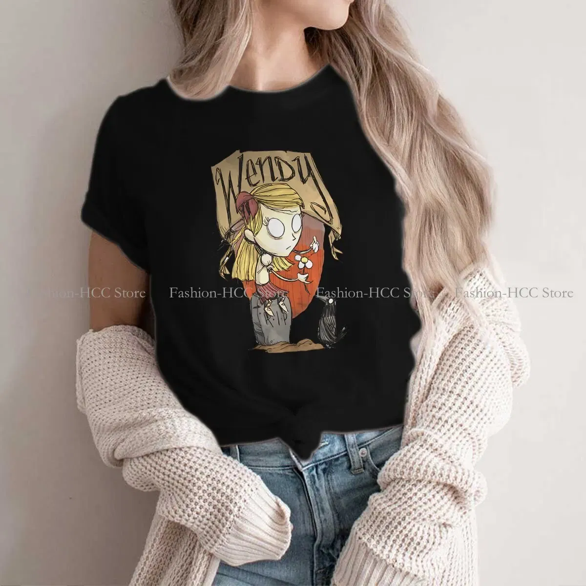 Color: WHITE, Size: L - Wendy And Cat Style Polyester TShirt Dont Starve Top Quality New Design Gift Clothes  T Shirt Short Sleeve