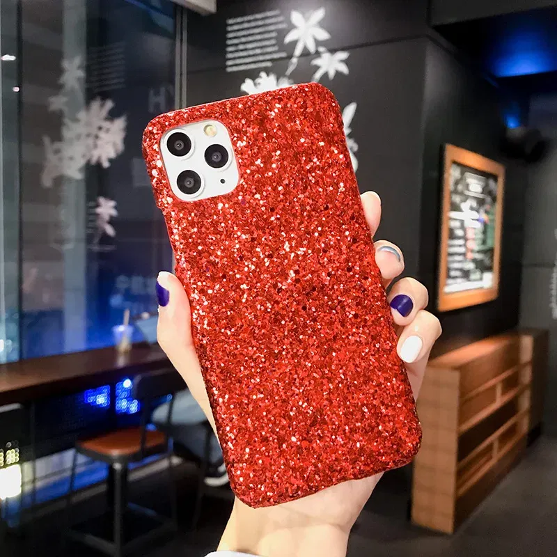 Color: Red, Material: Neoprene - Hard Shiny Diamond Girly Phone Case for iPhone 11 12 13 14 15 Pro Max 14 15Plus