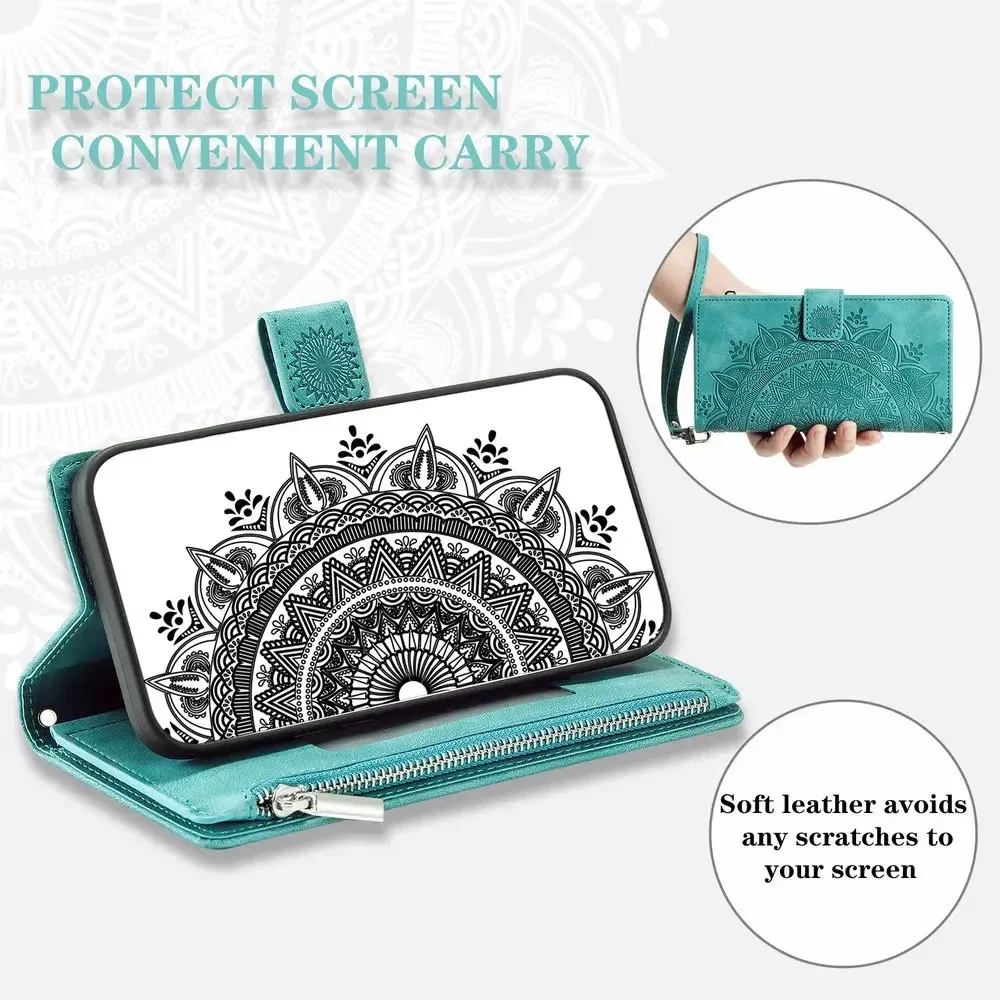 Material: PC, Color: Black Green - A55 A34 A15 5G Zipper Wallet CrossBody Leather Case for Samsung Galaxy A54 Luxury Cover A55 A35 A14 A05 A04 A05s 35 A 55 54 Etui