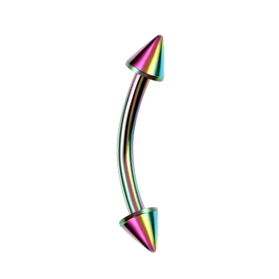 Metal color: ROSE GOLD COLOR, Main Stone Color: Red - G23 Titanium Epoxy Curved Barbells Eyebrow Rings Piercing Curved Bar Banana Eyebrow Ear Cartilage Tragus Body Piercing Jewelry