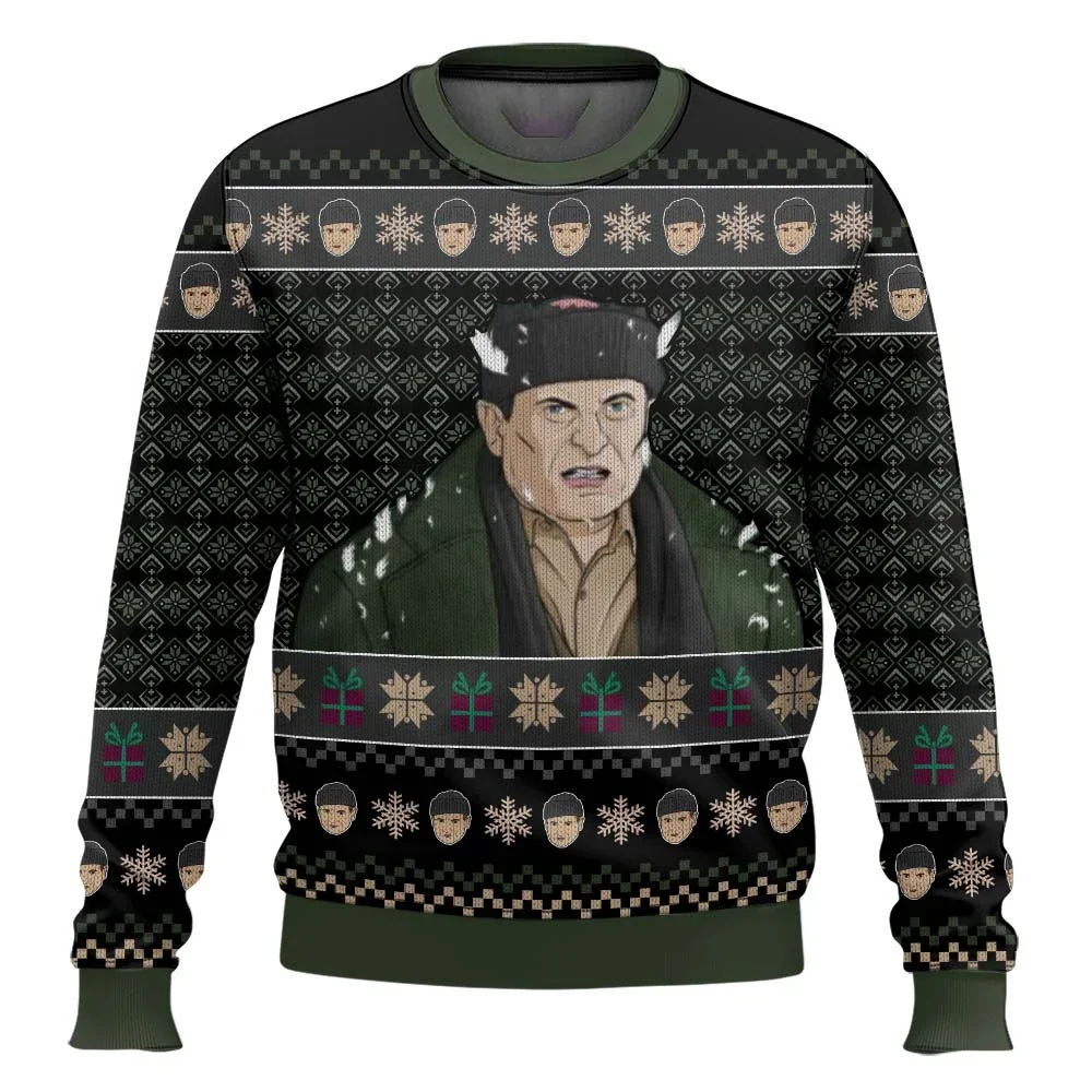Color: Fuchsia, Size: XL, Ships From: CHINA - Merry Christmas alone at home Ugly Christmas sweater cartoon animation Men's pullover 2026 fashionable couple shirts Sweatshirt