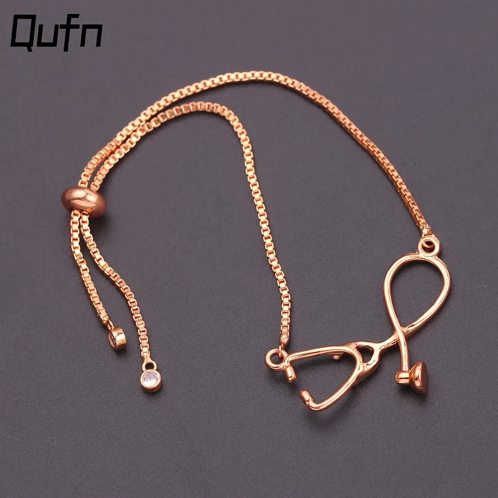 Metal Color: REDDISH BROWN, Ships From: CHINA, Length: 24cm - Medical Stethoscope Bracelet Adjustable Chain Jewelry Gift For Doctor Medical Friends Charm Women Men Bracelets