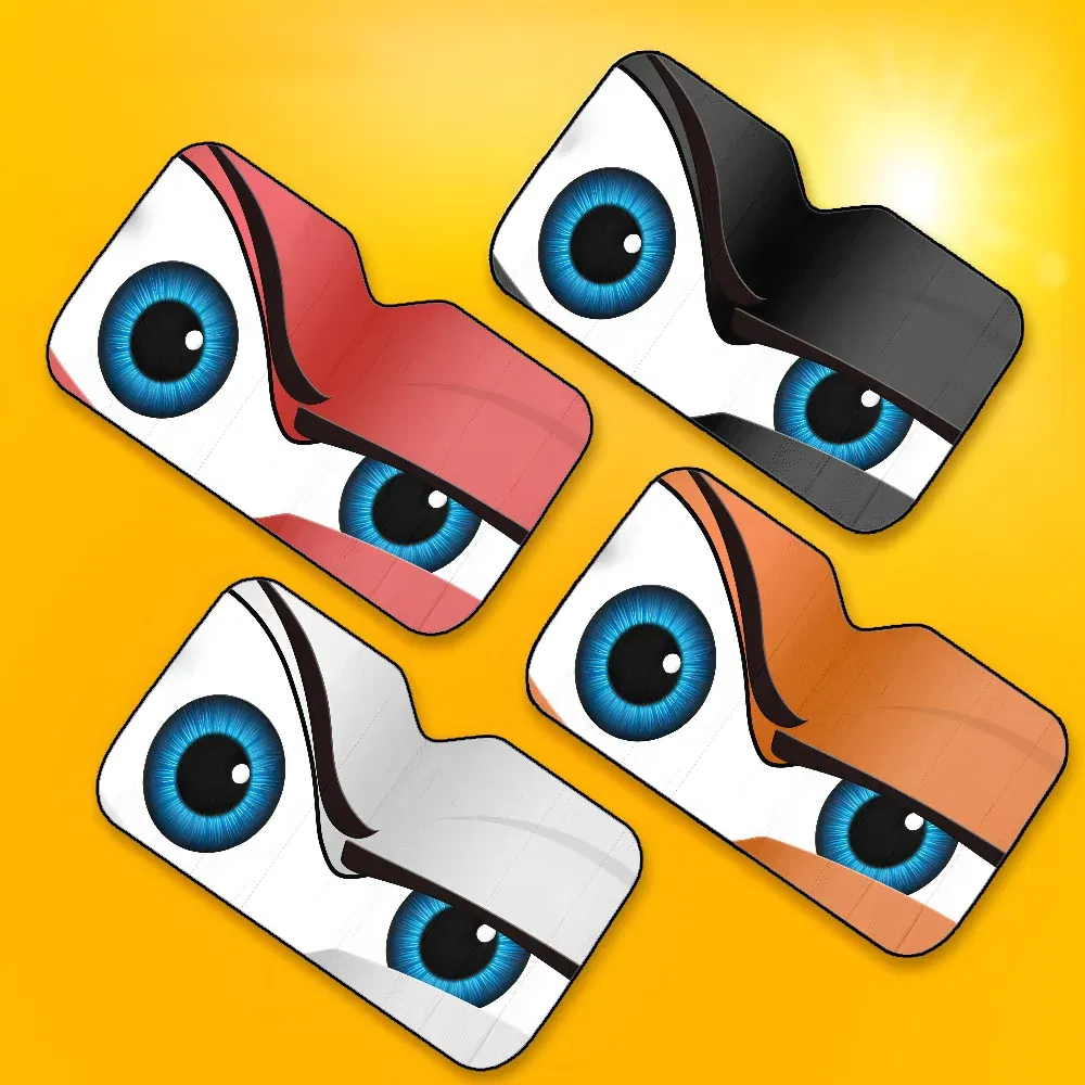 Color: Orange - Cartoon Eyes Cute Car SunShade Windshield Foldable Three-layer Insulation Sunshade By Suction Cup Blocks UV Rays Sun