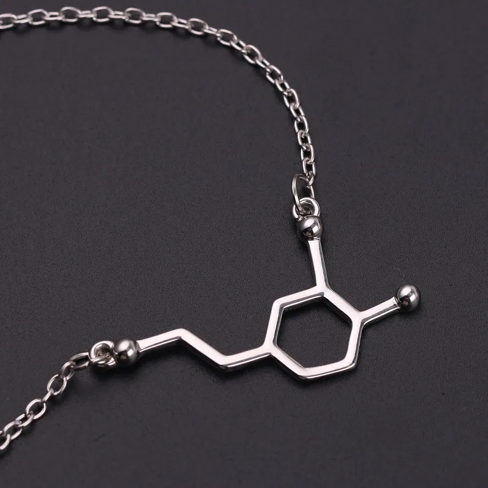 Metal Color: Light Yellow Gold Color, Ships From: CHINA - Dopamine Molecule Necklaces Chemical Formula Necklace Fashion Women Serotonin Structure Formula Pendant Graduation Gifts Jewelry