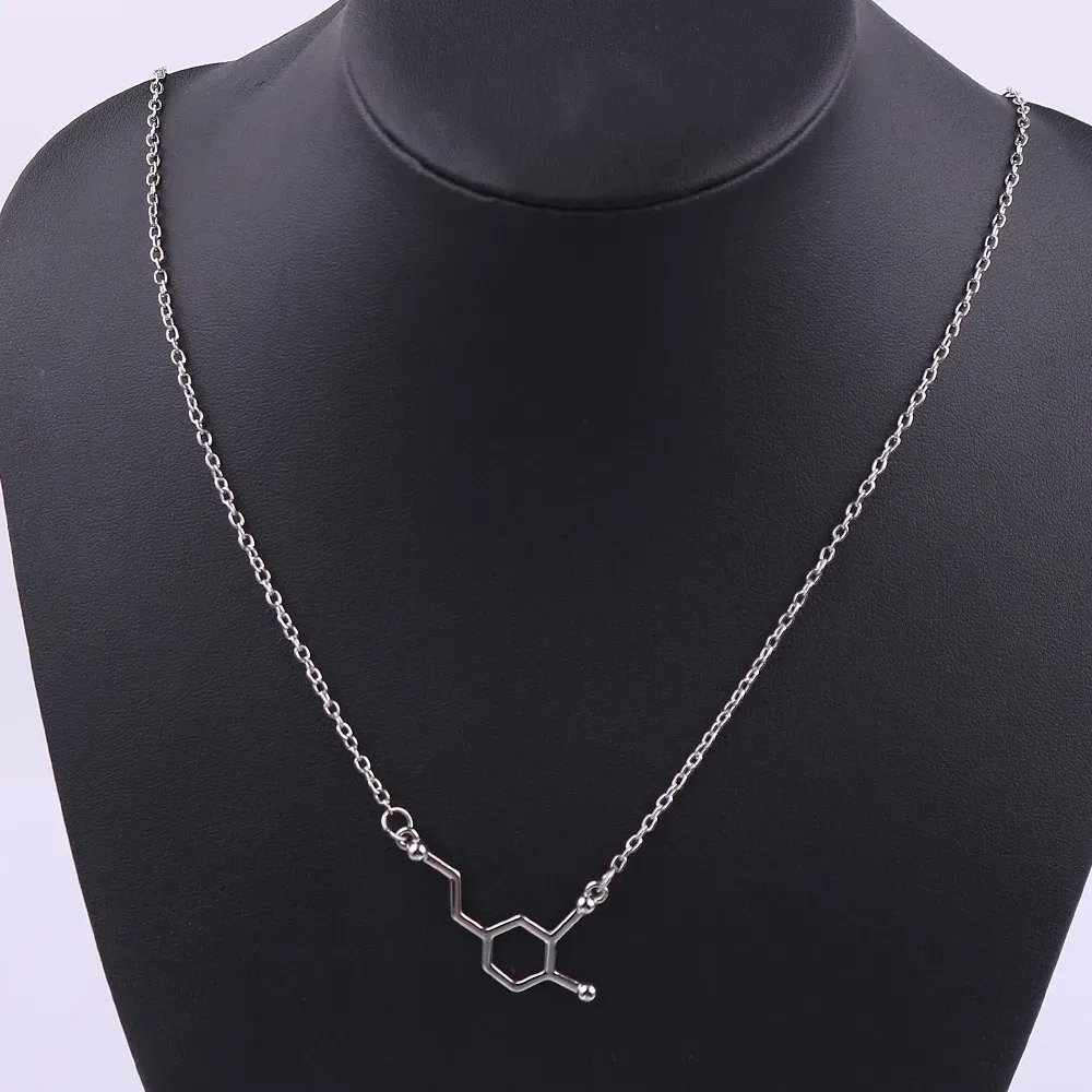 Metal Color: Light Yellow Gold Color, Ships From: CHINA - Dopamine Molecule Necklaces Chemical Formula Necklace Fashion Women Serotonin Structure Formula Pendant Graduation Gifts Jewelry