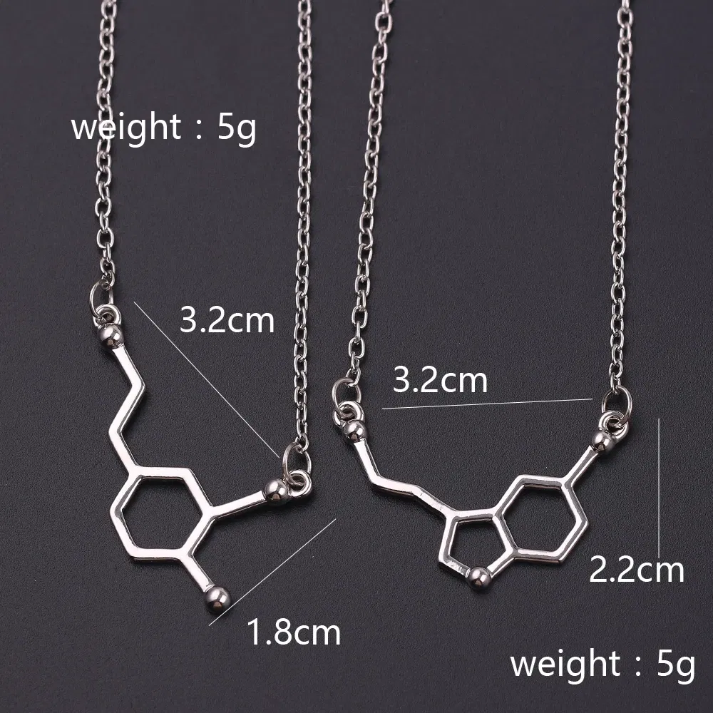 Metal Color: Light Yellow Gold Color, Ships From: CHINA - Dopamine Molecule Necklaces Chemical Formula Necklace Fashion Women Serotonin Structure Formula Pendant Graduation Gifts Jewelry