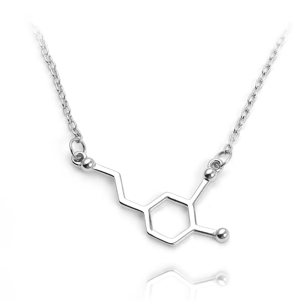 Metal Color: Light Yellow Gold Color, Ships From: CHINA - Dopamine Molecule Necklaces Chemical Formula Necklace Fashion Women Serotonin Structure Formula Pendant Graduation Gifts Jewelry